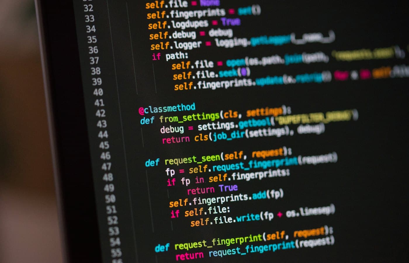 Lines of code displayed on a computer screen