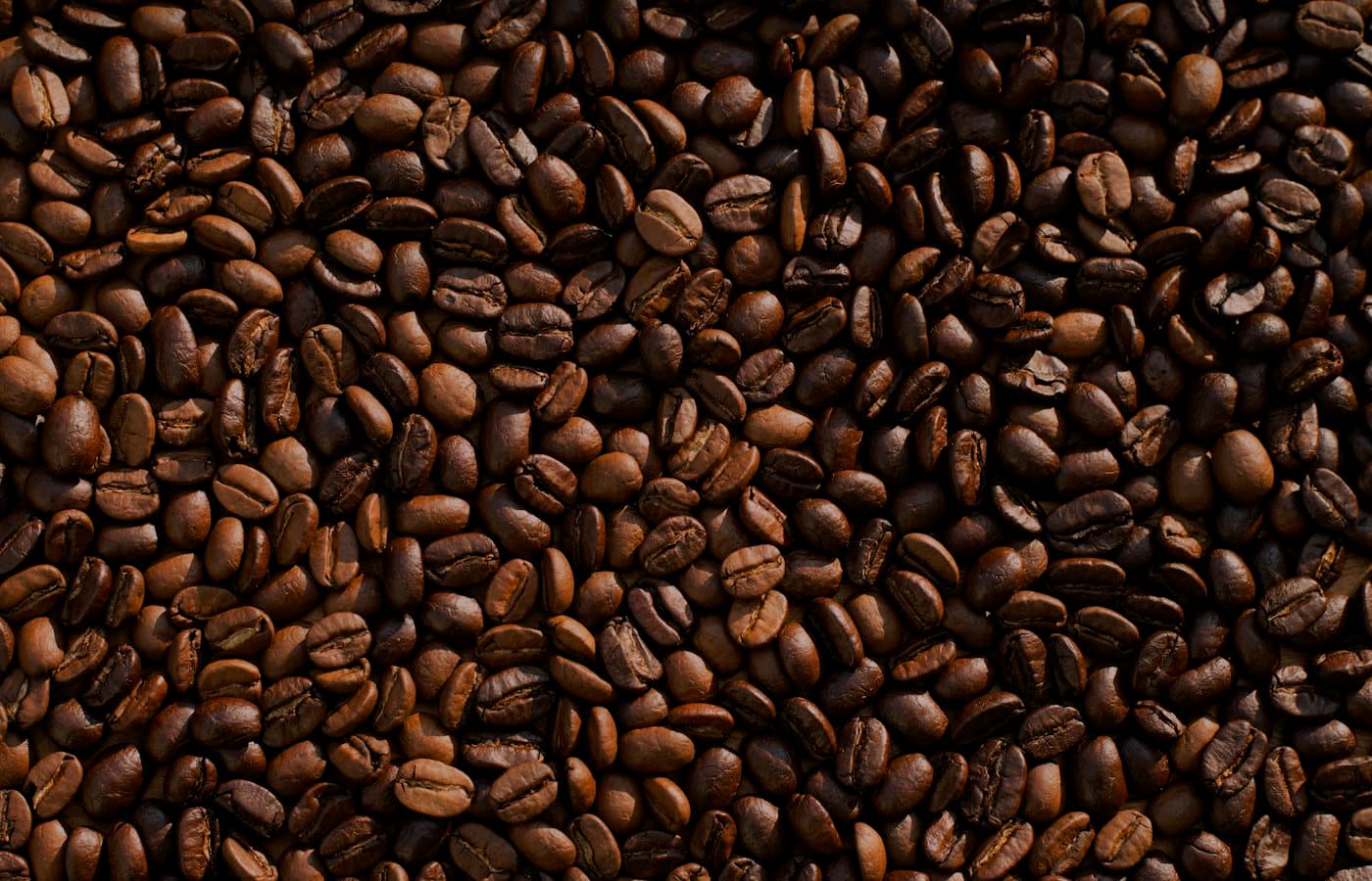 Freshly roasted coffee beans piled together